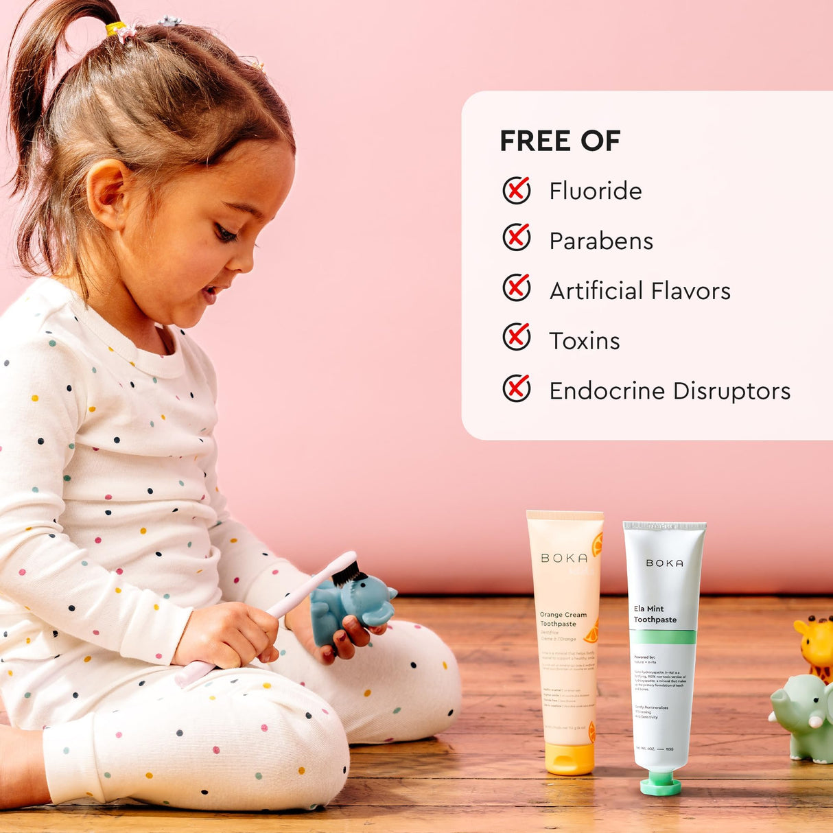 Boka Fluoride Free Toothpaste Nano Hydroxyapatite Toothpaste - Ela Mint, Orange Cream Flavor, 4 oz 2Pk US Manufactured