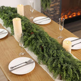 Christmas Cedar Garland - 9ft Artificial Cedar Garland Faux Lush Green Fake Pine Needles for Fireplace,Table,Window,Stairs,Mante,Holiday Indoor Outdoor Xmas Decor(2PCS)
