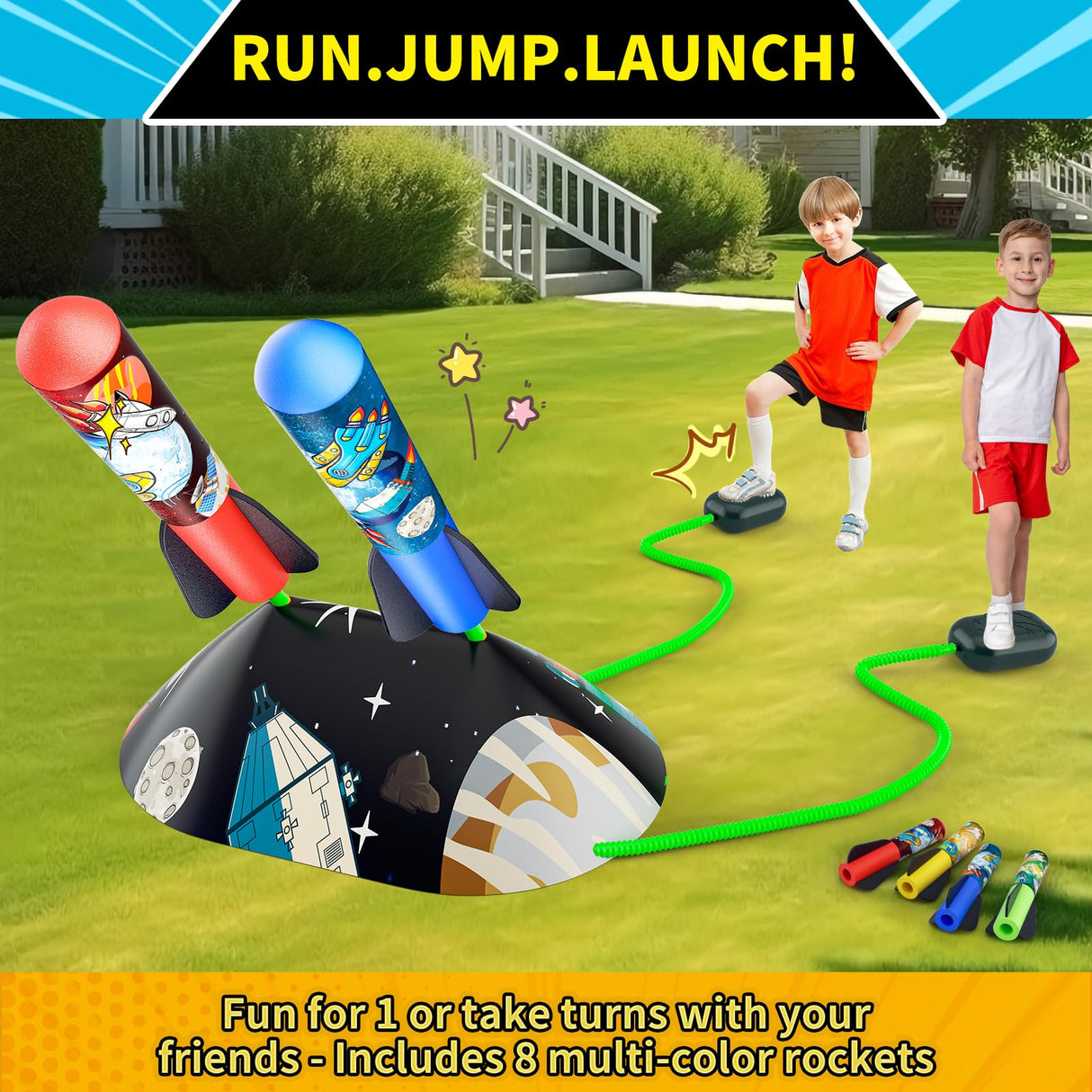 Otoseth Multi-Color Rocket Launcher for Kids - Foam Blaster Set with 10 Rockets, Soars Up to 100 Feet - Birthday & Christmas Toys for Boys & Girls Age 3-12
