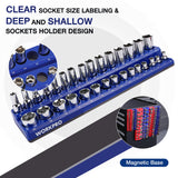 WORKPRO Magnetic Socket Organizer Set, 6-Piece Socket Holder Set Includes 1/4", 3/8", 1/2" Drive Metric SAE Socket Trays, Holds 143 Pieces Sockets, Christmas Gift for Men(Socket not Included)