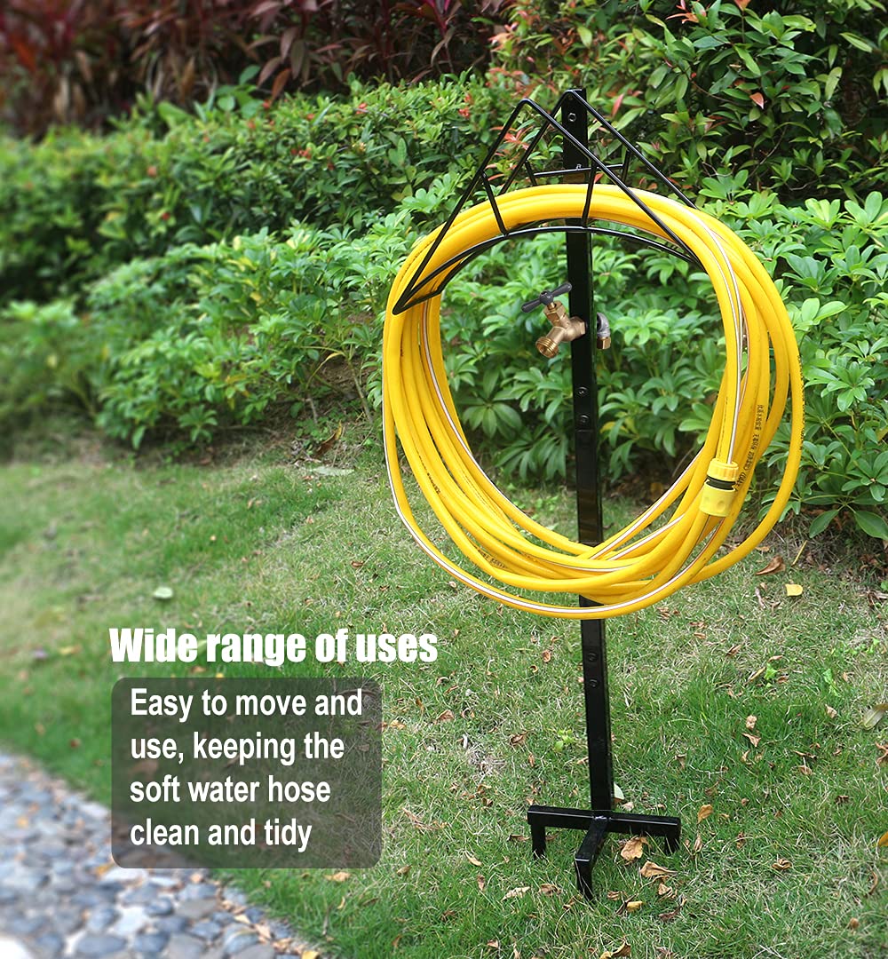 Artigarden Garden Hose Holder Stand with Brass Spigot Faucet Freestanding