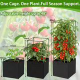 Tomato Cages for Garden, Tomato Planter with Trellis, 48in Tall Square Tomato Trellis with 18 Gallon Grow Bags, Patio & Balcony, Metal Tomato Cage for Tomatoes Cucumbers Peas Climbing Plants, 3 Pack