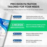PUREPLUS 5 Micron 10" x 2.5" Whole House Sediment Home Water Filter Cartridge Replacement for Any 10 inch RO Unit, Culligan P5, Aqua-Pure AP110, Dupont WFPFC5002, CFS10, WHKF-G05, 4Pack