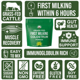 First Milking Colostrum Powder from Grass Fed USA Cows Milked Within 6 Hours of Giving Birth to Get The Most Bioactive Nutrients. High Immunoglobulin Bovine Colostrum Supplement for Humans