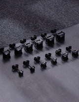 ORAZIO Black Square CZ Stud Earrings for Men Women Stainless Steel Princess Cut Cubic Zirconia Earring Studs 3MM-8MM