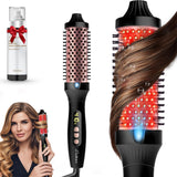 Infrared Bounce Brush, Heated Thermal Round Brush with Negative Ion Technology, 10 Heat Settings for Blowout Look with Hair Care Oil, Straightening & Curling, Suitable for All Hair Types, Black