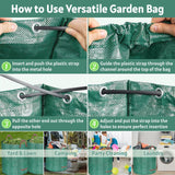 Jesosia Garden Rake for Leaves with Leaf Bag & Gloves - 65 Inch Adjustable 25 Tines Metal Rake Set with 72 Gallon Reusable Yard Waste Bags for Gardening Lawns Outdoor Camping Shrub Grass Bush