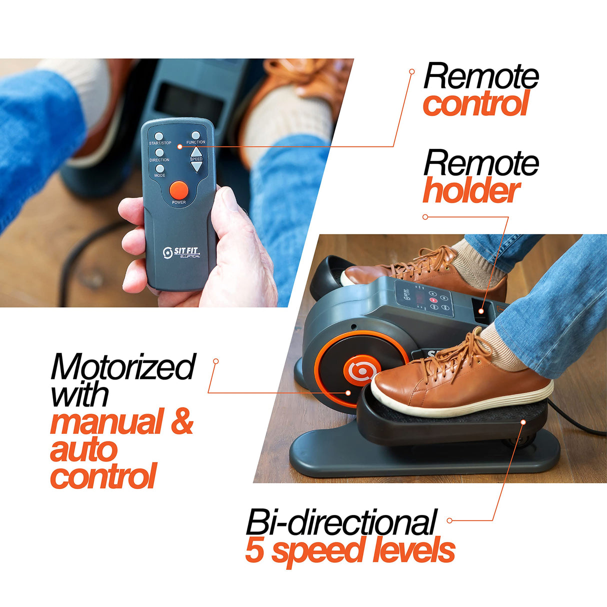 SITFIT, Sit Down and Cycle! Powered Foot Pedal Exerciser for Seniors, Under Desk Elliptical Exercise Bike, Leg Exerciser While Sitting. Peddler Exerciser Mini Bike, Portable Rehabilitation Equipment.