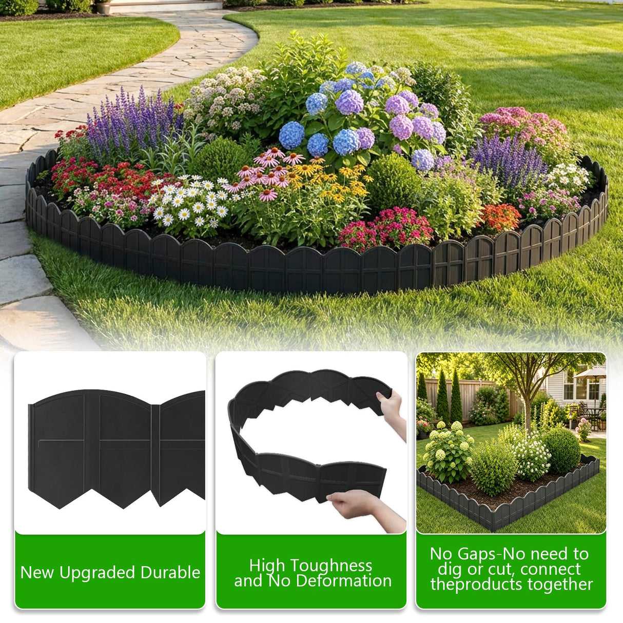 Vashly 20Ft Garden Edging 5.9 in Tall Landscape Edging 20 Pcs Garden Border