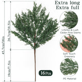 16PCS Christmas Cedar Pine Stems Branches Decor Artificial Greenery Picks