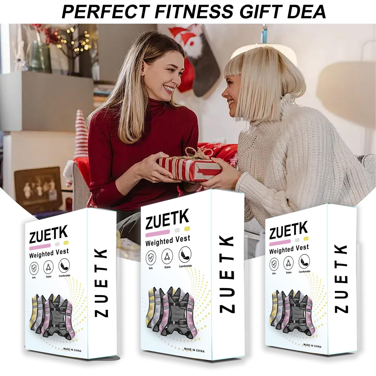 ZUETK Weighted Vest, 6lb/8lb/12lb/16lb Weight Vest with Reflective Stripe, Weighted Vest for Men Women Workout Equipment for Strength Training, Running, Jogging, Fitness, Weight Loss