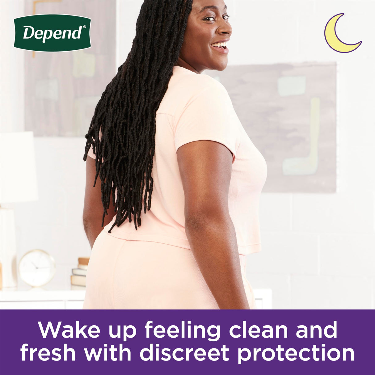 Depend Night Defense Adult Diapers, Incontinence & Postpartum Bladder Leak Underwear for Women, Disposable, Overnight, Large, Blush, 56 Count (4 Packs of 14), Packaging May Vary