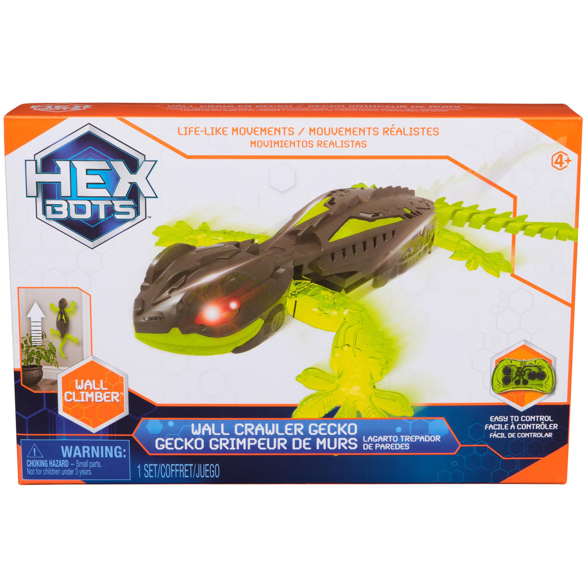 HEX BOTS Wall Crawler Gecko Rechargeable Remote Control Toy
