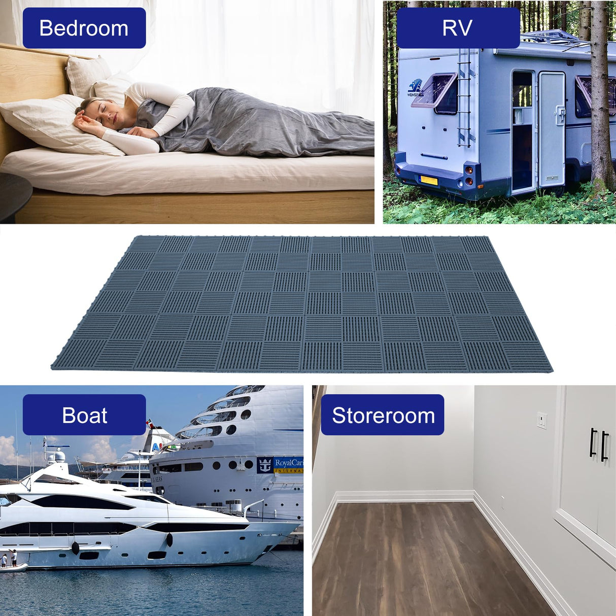 wiiiw 9 Pack Modular Interlocking Tiles Double Non-Slip 12"x12" Dark Gray