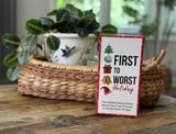 FIRST TO WORST Holiday Edition Party Game - A Festive Card Game About How Your Friends & Family Rank Things - Perfect for White Elephant Gifts, Stocking Stuffers and Board Games with Friends