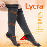 SONORAN 3 Pairs Merino Wool Compression Socks for Men Women, Knee High Winter Thermal Thick Warm for Cold Weather Christmas Gift L/XL Black&Gray&Black Gray