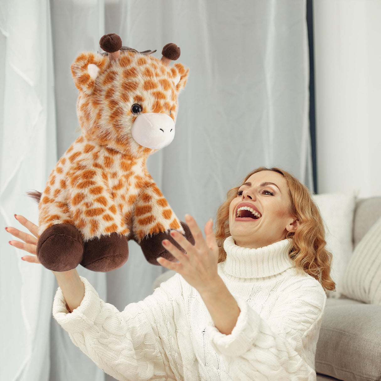 Niuniu Daddy 14" | 3.5 Pound Giraffe Weighted Plush Stuffed Animal, Heavy Giraffe Pillowfort Toys for Kids Adults, Weighted Beads for Stuffed Animals Body Pillow for Gift Birthday Christmas Holiday