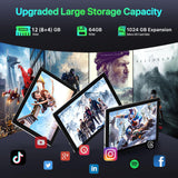 Tablet - 2025 Android Tablet - 10.2 inch Android 14 Tablets - Octa-Core 12GB RAM 64GB ROM | 6000mAh Battery, 1TB Expand | Touchscreen | Christmas Birthday Gifts for Men Dad Him