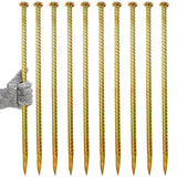 Hacaroa 10 Pack 16 Inch Rebar Stakes, Galvanized Steel Ground Anchors 1/2 Inch Diameter, Metal Garden Spikes Heavy Duty for Speed Bump, Wheel Stop, Tent, Garden Bed, Plant Support