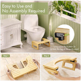 AmazerBath 7 Inches Bamboo Toilet Stool Squat for Adult, Foldable Squatting Potty Stool for Bathroom, Poop Step Stool with Non-Slip Strip, Space-Saving, No Assembly Required, Natural Color
