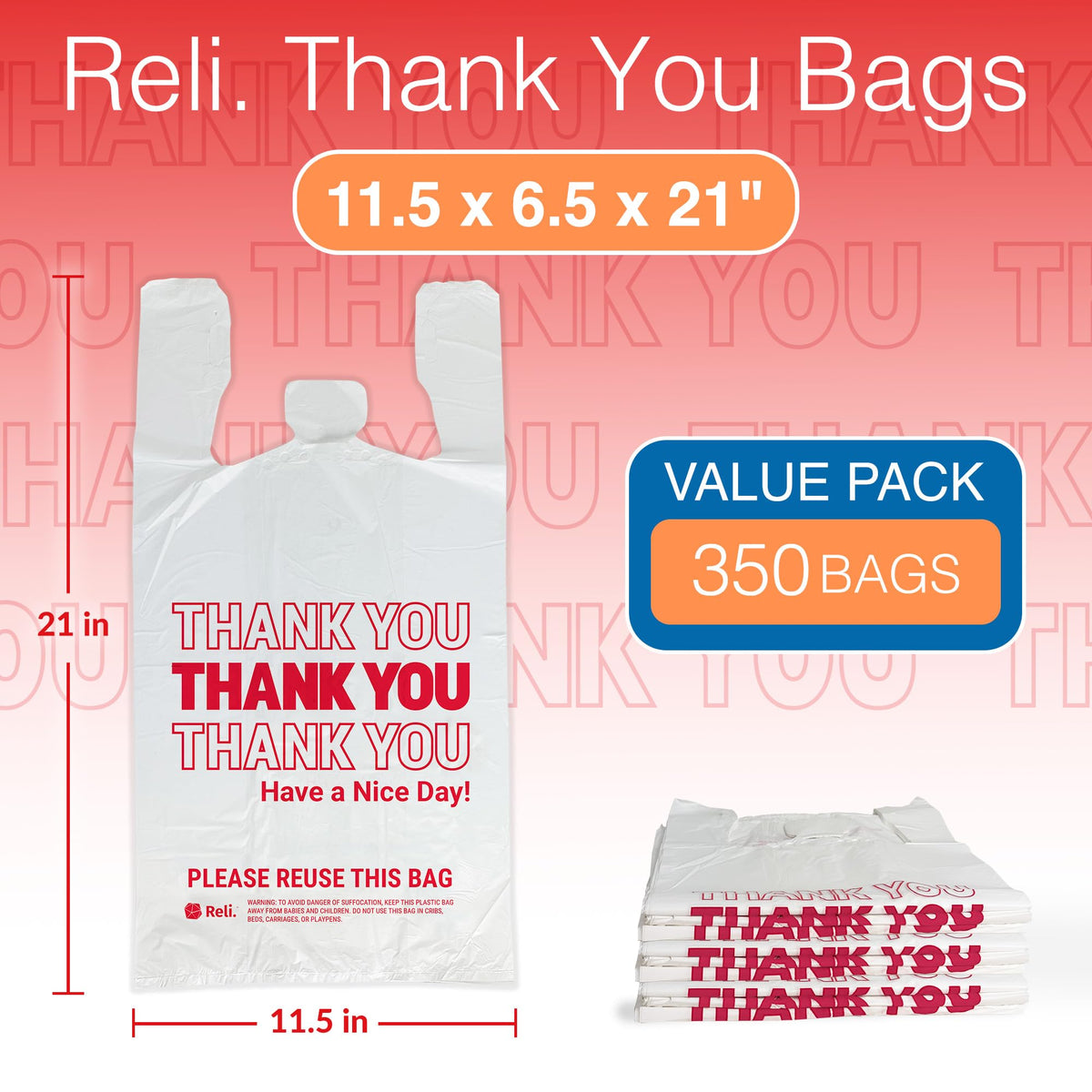 Reli. Thank You Plastic Bags (350 Count)