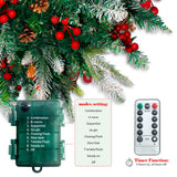 2 Pack Lighted Artificial Christmas Urn Filler, Battery Operated Pre-lit Xmas Pine Trees, Tripod Stake and 60 LED Lights, Holiday Porch Decorations for Porch, Yard, Garden, Flower Beds（Warm White）