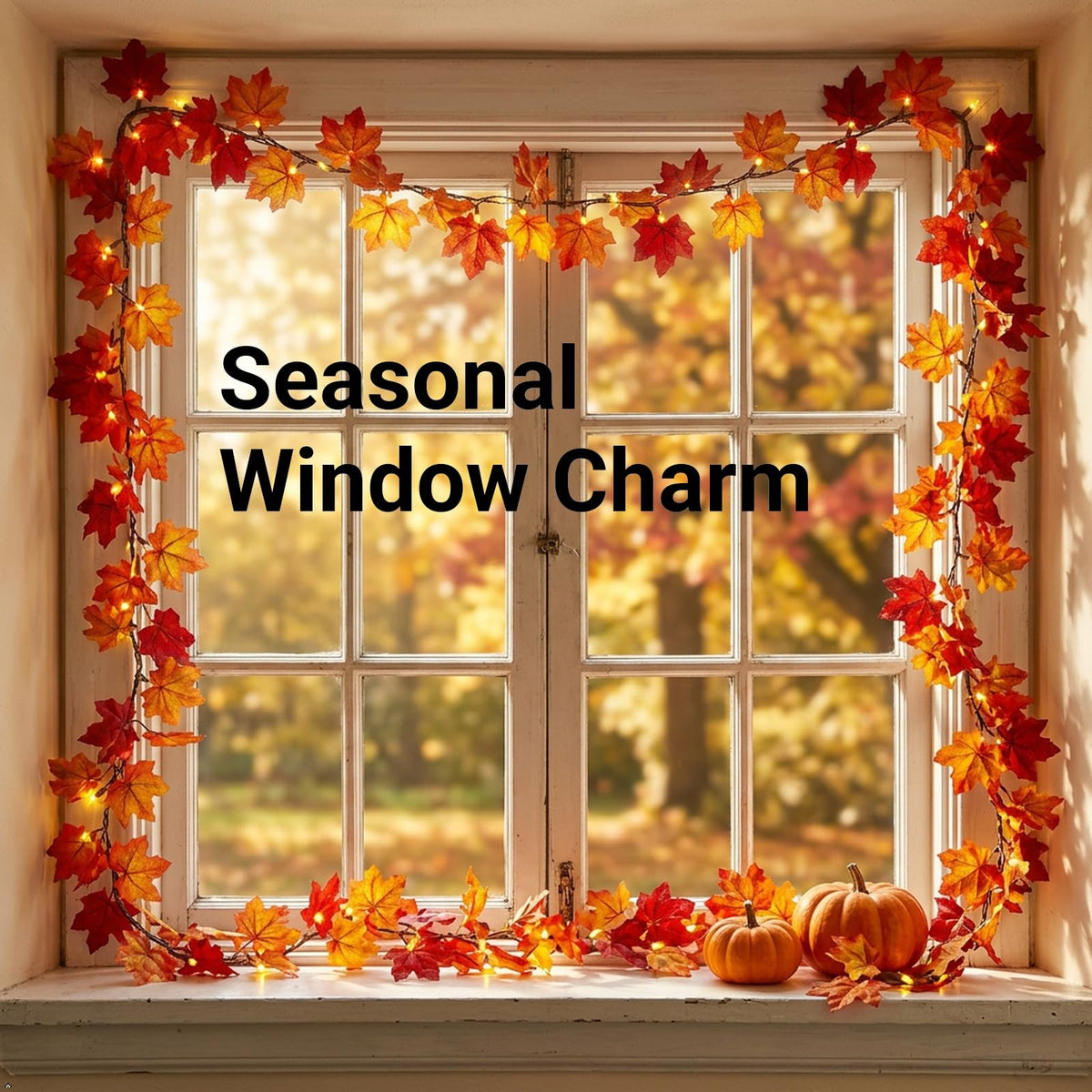 Brillarlights Fall Leaf Garland with Lights Plug in, 11FT Lighted Maple Leaf Garland with 50 Orange Bulbs, Connectable Fall Decorations for Home, Thanksgiving Halloween Mantel Stairs Porch Decor