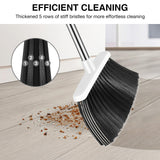 NACENA Broom and Dustpan Set, 52-in Long Adjustable Handle Broom Dustpan Combo with Dustpan Teeth to Automatically Clean Hair Suitable for Home Kitchen Office Hall Floor (Grey&White), 2 Pack
