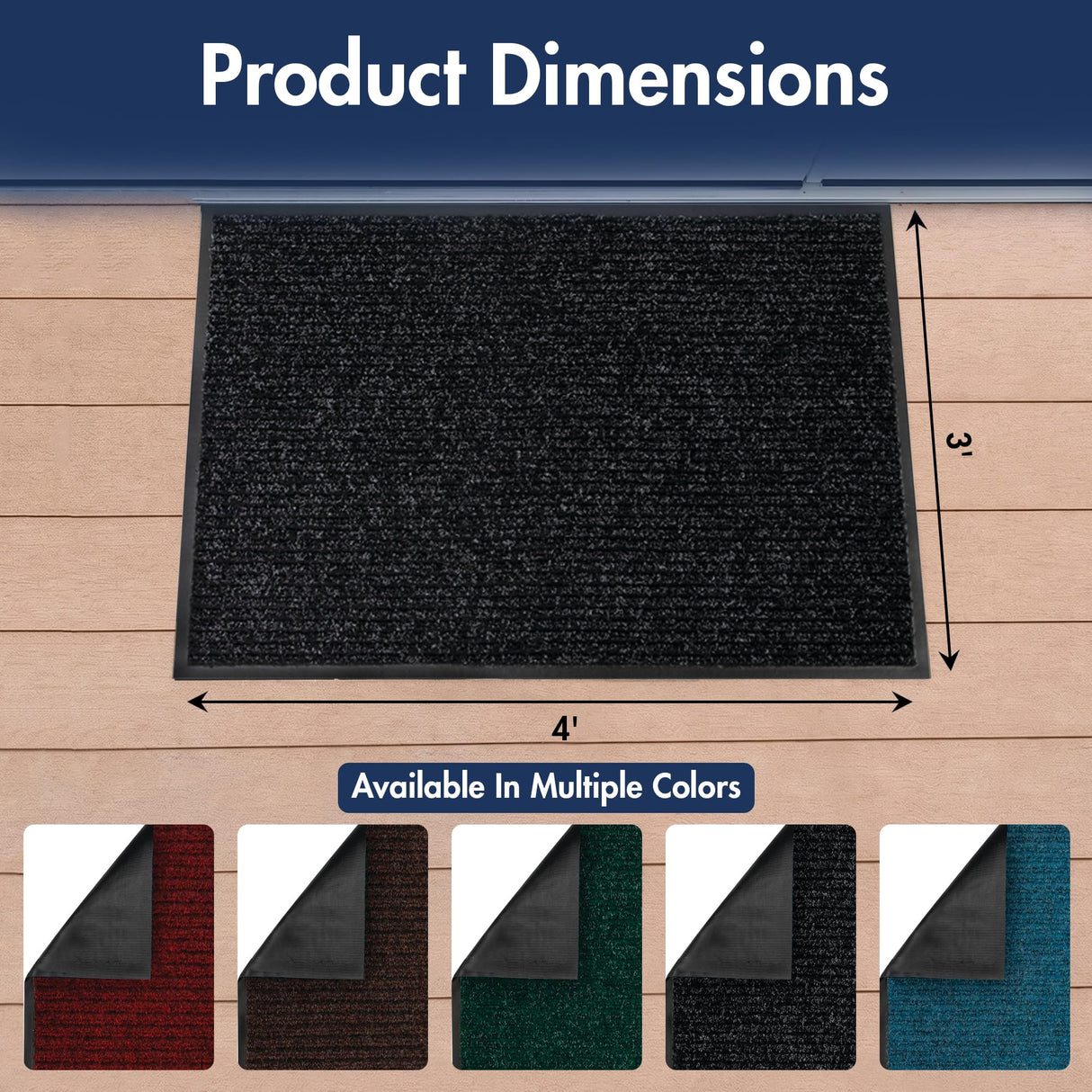 Notrax 109 Industrial Door Mat, 3' x 4' Entrance Mat, Heavy Duty Commercial Rugs for Entryway, Welcome Lobbies, Garage, and Mudroom, Made in the USA, Charcoal Black, Brush Step 109S0034CH