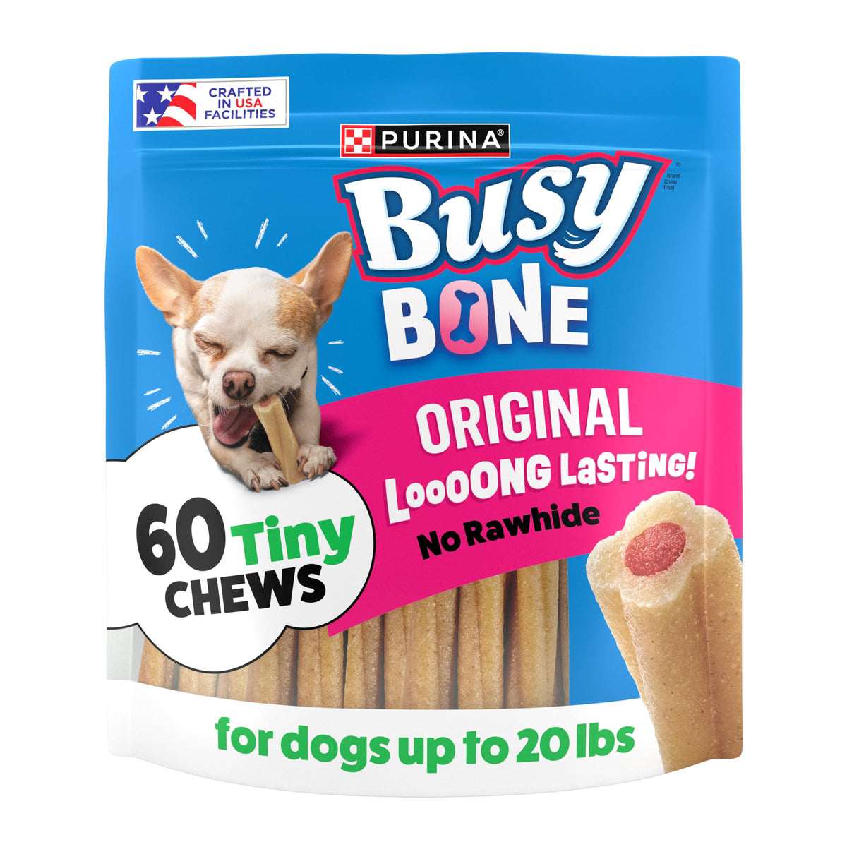 Purina Busy Bone Tiny Toy Breed Dog Chew Treats, Original, 60 ct Pouch