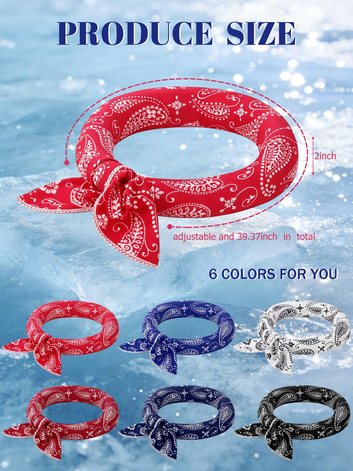 Coume 6 Pack Cooling Neck Wraps Neck Cooler Ice Bandanas Scarf for Hot Weather Summer Ultra Running Walking Riding Women Men(Classic Color)