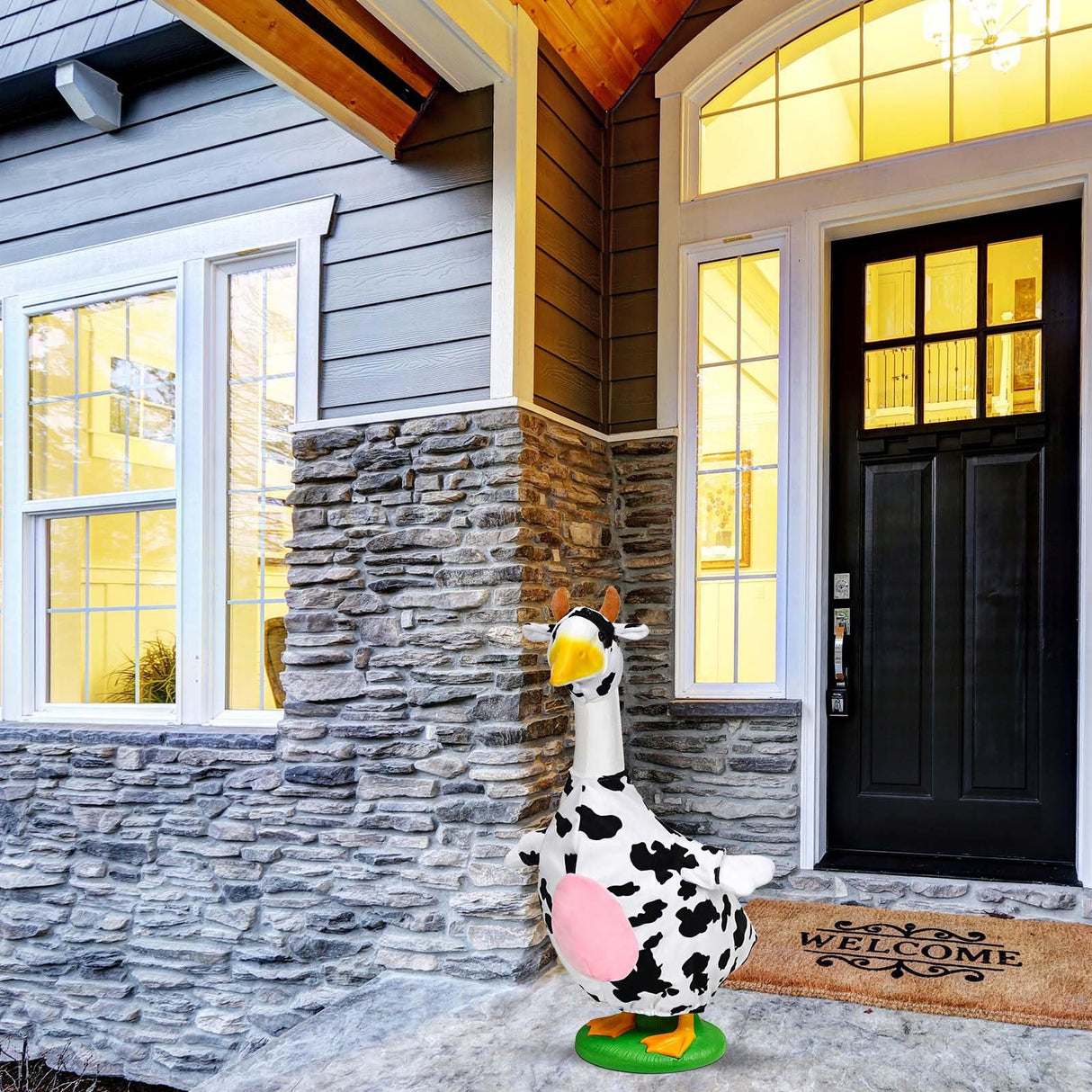 Honic Cow Goose Outfit Porch Cow Goose Clothes Fits 23" Cement Plastic Goose Statue for Outdoor Spring Garden Lawn Yard Patio Decor (Classic)