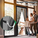 HOFUDON Upgraded Magnetic Screen Door, Heavy Duty Fiberglass Mesh, Quick Close Full Strip Magnets, Door Screen Magnetic Closure for Single Door Size 36 x 80 Inch, Screen Door Size 39 x 82 Inch Black
