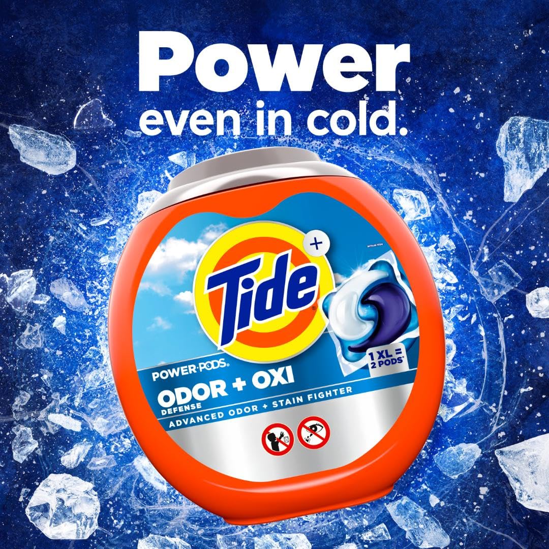 Tide Ultra OXI Power PODS with Odor Eliminators Laundry Detergent Pacs 63 Count For Visible and Invisible Dirt