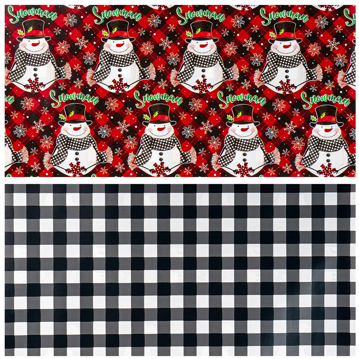 LeZakaa Christmas Wrapping Paper Jumbo Roll, Snowman & White Black Buffalo Plaid Xmas Reversible Design, Holiday Party Gift Wrap for Kids Boys Girls, 30 in x 32.8 Ft