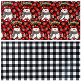 LeZakaa Christmas Wrapping Paper Jumbo Roll, Snowman & White Black Buffalo Plaid Xmas Reversible Design, Holiday Party Gift Wrap for Kids Boys Girls, 30 in x 32.8 Ft