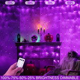 JMEXSUSS 360 LED 12ft x 5ft Halloween Net Lights, Connectable Purple Mesh Lights Outdoor Plug in with Remote, 8 Modes Waterproof Purple Halloween Light for Bushes Halloween Christmas Decorations