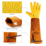 Gardening Gloves for Men&Women, [2026 Updated] Professional Rose Pruning Gloves Thorn Proof, Adjustable Cuff, Breathable Leather Cowhide Long Garden Gloves,Garden Gifts & Tools for Gardener,Yard Work