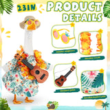 Sunnymove Bikini Porch Goose Outfits with Sunglasses and Swimming Tube for 23" Summer Goose Costume Garden Patio Statue Decor(Guitar)