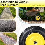 4.80/4.00-8 Solid Wheelbarrow Tire and Wheel 16" Flat-Free Tire with 3" Centered Hub 5/8" & 3/4" Bearings Fits Garden Cart, Hand Truck, Wagon,Trolleys and Trailers