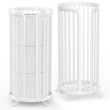 Bunoxea Toilet Paper Holder Stand, Freestanding Toilet Tissue Organizer, Minimalistic Storage Solution, Reserve Mega Rolls,Modern -2PACK White