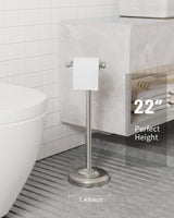 WZKALY Toilet Paper Holder Stand, Brushed Nickel Toilet Paper Holder Free Standing, Post Pivoting Design & Stable Weighted Base SUS304 Stainless Steel for Bathroom(Mega Roll)