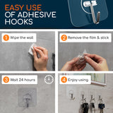 GLUIT Adhesive Wall Hooks for Hanging Heavy Duty 22 lbs Hooks for Walls No Drill, Towel Sticky Clear Hook, Waterproof, Home, Bathroom, Kitchen, Office, and Outdoor 12 Pack