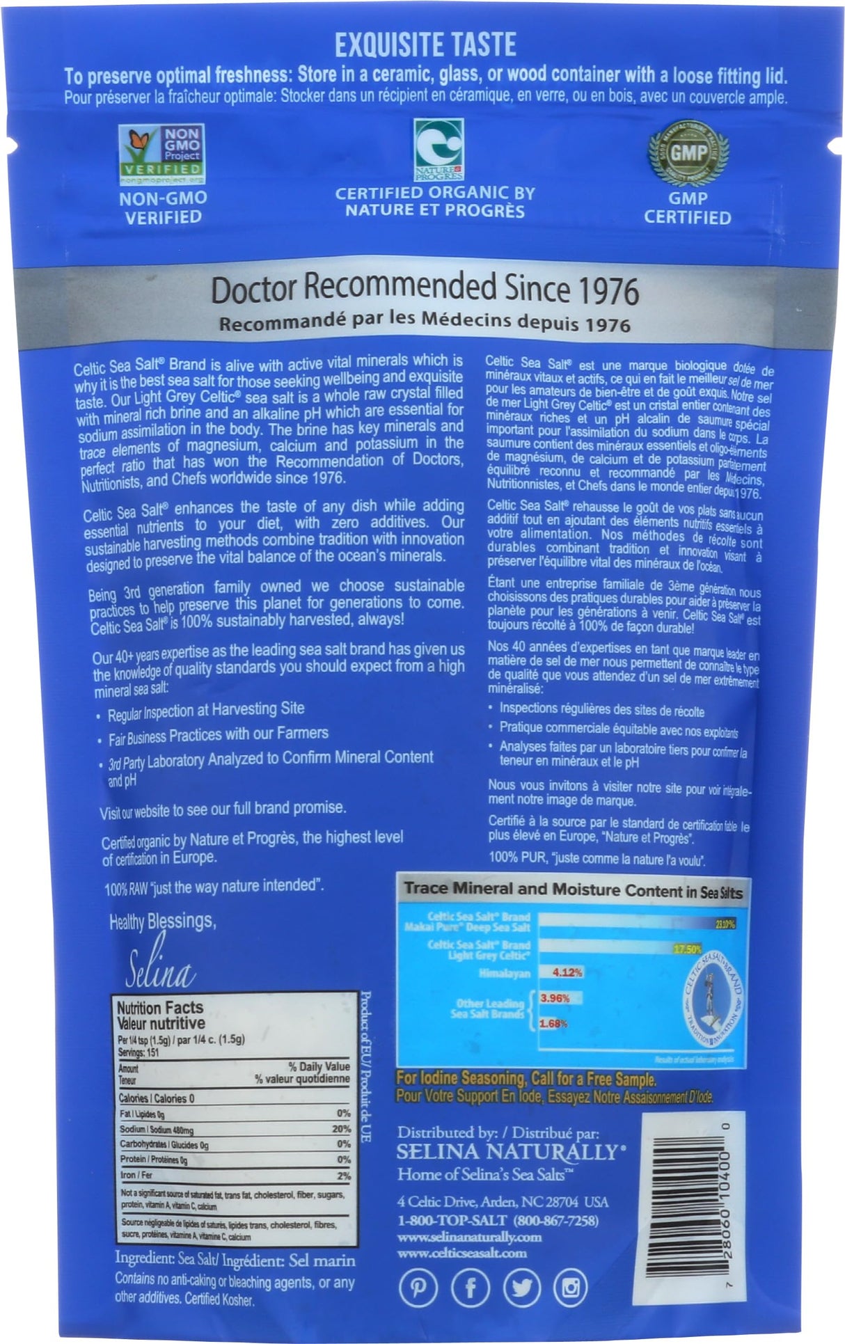 Celtic Sea Salt, Light Grey Pouch, 8 oz