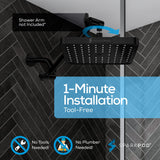 SparkPod Shower Head - High Pressure Rain - Premium Quality Luxury Design - Easy Clean Adjustable Replacement for Your Bathroom Shower Heads (Midnight Black Matte, 8 Inch Square)