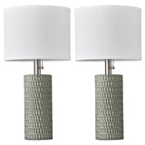 Reaketon Table Lamps for Living Room Set of 2, Ceramic Table Lamps for Bedroom, 20" Modern Lamps for Night Stands, Green