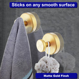 Bntuk Suction Cup Hooks for Shower, Towel Hooks for Bathroom Window Glass, Bath Robe Looafh Hook for Hanging - 2 Pack, Gold