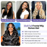 30 Inch Body Wave Lace Front Wigs Human Hair 13x6 HD Lace Front Wigs Human Hair Pre Plucked with Baby Hair 180 Density Body Wave Full Frontal Lace Wigs Human Hair 13x6 for Black Women Natural Color