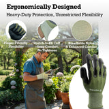 Exprosiflux 2 Pairs Non Slip TPE Gardening Gloves, Olive Green, M
