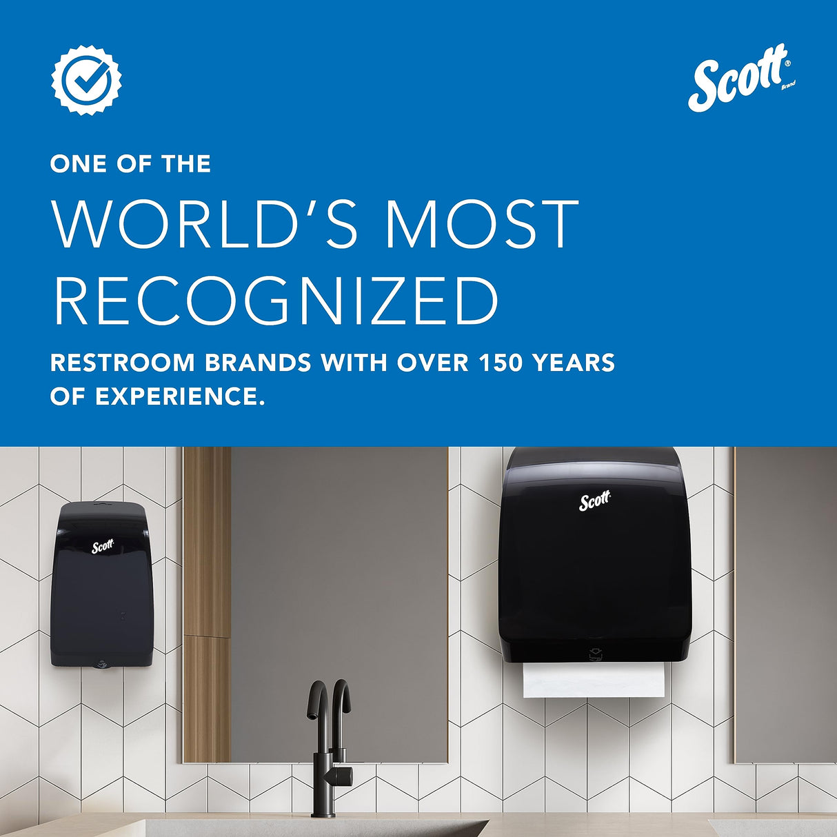 Scott Professional Automatic Hard Roll Paper Towel Dispenser (34348), Black, Wall Mounted, for ScottPro Blue Core Commercial Hand Towels (Qty 1)